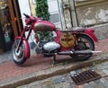 Riga, Latvia - November 21st, 2019: Old school retro classic rusty motorcycle Royalty Free Stock Photo
