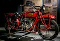 RIGA, LATVIA - OCTOBER 16: Retro motorcycles of the year 1926 Indian Scout model 37 Riga Motor Museum, October 16, 2016 in Riga, L