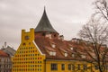 RIGA. LATVIA: Powder tower and Jacob`s Barracks building showing coats of arms for Latvian parishes, Tornu Street, old town Royalty Free Stock Photo