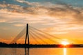 Riga, Latvia. Vansu Cable-Stayed Bridge Over The Daugava River, Royalty Free Stock Photo