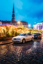 Riga, Latvia. Sedan Car BMW 5 Series E39 Parking Near Open Air L Royalty Free Stock Photo