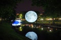 Installation of moon by Luke Jerram as part ot tour `Museum of the Moon`