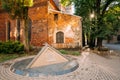 Riga Latvia. Summer View Of Pyramidal Monument To Barricades And