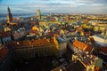 Riga, Latvia: Top view of the city with old houses with crane roof Royalty Free Stock Photo