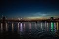 View of the old town and the bridge, Riga, Latvia, night photography