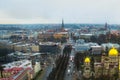 Riga, Latvia: View of Riga from the observation deck. Top view of the city in autumn in cloudy weather Royalty Free Stock Photo