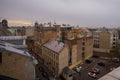 Riga, Latvia: View of Riga from the observation deck. Top view of the city in autumn in cloudy weather Royalty Free Stock Photo