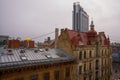 Riga, Latvia: View of Riga from the observation deck. Top view of the city in autumn in cloudy weather Royalty Free Stock Photo