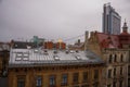 Riga, Latvia: View of Riga from the observation deck. Top view of the city in autumn in cloudy weather Royalty Free Stock Photo