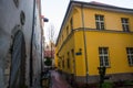 Riga, Latvia: The yard of the Convention is one of the oldest city blocks of Riga. Beautiful historic buildings in the old town Royalty Free Stock Photo