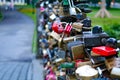 Riga Love Lock Bridge. Love Padlocks on Bridge Royalty Free Stock Photo