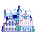 Riga Old Town City Skyline in Line Art