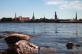 Riga Old Town on the other side of the Daugava River Royalty Free Stock Photo