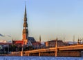 Riga Old Town during sunset time Royalty Free Stock Photo