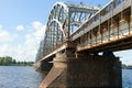 Riga railway bridge, Latvia. Royalty Free Stock Photo