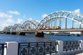 Riga railway bridge, Latvia. Royalty Free Stock Photo