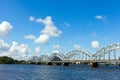 Riga railway bridge, Latvia. Royalty Free Stock Photo