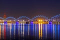 Riga. Railway bridge at night Royalty Free Stock Photo