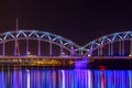 Riga. Railway bridge at night Royalty Free Stock Photo