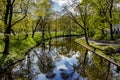 Riga river canal that flows through Bastion park Bastejkalns in springtime Royalty Free Stock Photo