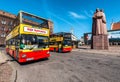 Riga sightseeing bus tour on the Latvian Riflemen Square