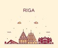 Riga skyline Latvia Trendy a vector illustration