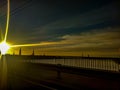 Riga, sunrise, bridge, river, sky Royalty Free Stock Photo