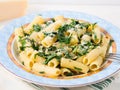 Rigatoni with arugula and chia Royalty Free Stock Photo