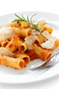 Rigatoni bolognese , italian pasta dish Royalty Free Stock Photo