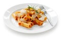 Rigatoni bolognese , italian pasta dish Royalty Free Stock Photo