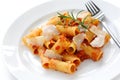 Rigatoni bolognese , italian pasta dish Royalty Free Stock Photo
