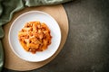 Rigatoni pasta bolognese with cheese