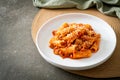 Rigatoni pasta bolognese with cheese