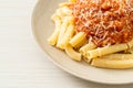 Rigatoni pasta with pork bolognese sauce Royalty Free Stock Photo