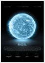 RIGEL Star. 3D illustration poster.