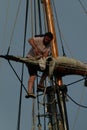 Rigger rigging on a tailship mast