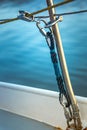 Detail of the rigging equipment on the yacht