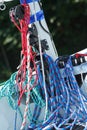 Rigging. Blocks and colour cords Royalty Free Stock Photo