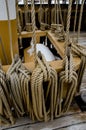 Rigging at the Charles W. Morgan whaleship - Mystic Seaport, Connecticut, USA Royalty Free Stock Photo