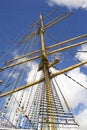 Rigging and mast of old ship in detail Royalty Free Stock Photo
