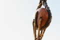 Rigging and ropes on an old sailing ship to sail in summer Royalty Free Stock Photo