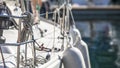 Rigging of sailing yachts, ropes and details. Sport. Royalty Free Stock Photo