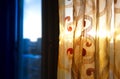 Right aligned window curtain object background