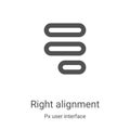 right alignment icon vector from px user interface collection. Thin line right alignment outline icon vector illustration. Linear
