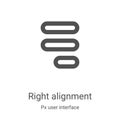 right alignment icon vector from px user interface collection. Thin line right alignment outline icon vector illustration. Linear