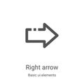 right arrow icon vector from basic ui elements collection. Thin line right arrow outline icon vector illustration. Linear symbol Royalty Free Stock Photo