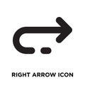 Right arrow icon vector isolated on white background, logo concept of Right arrow sign on transparent background, black filled Royalty Free Stock Photo