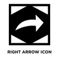 Right arrow icon vector isolated on white background, logo concept of Right arrow sign on transparent background, black filled Royalty Free Stock Photo