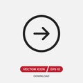 Right arrow, Next button vector icon in modern design style for web site and mobile app