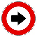 Right arrow and prohibition sign